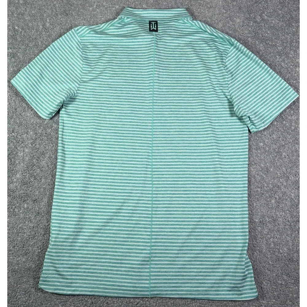 Nike Tiger Woods Dri-FIT Polo Shirt Mens Small Teal Blue Stripe Golf BQ6722-309
